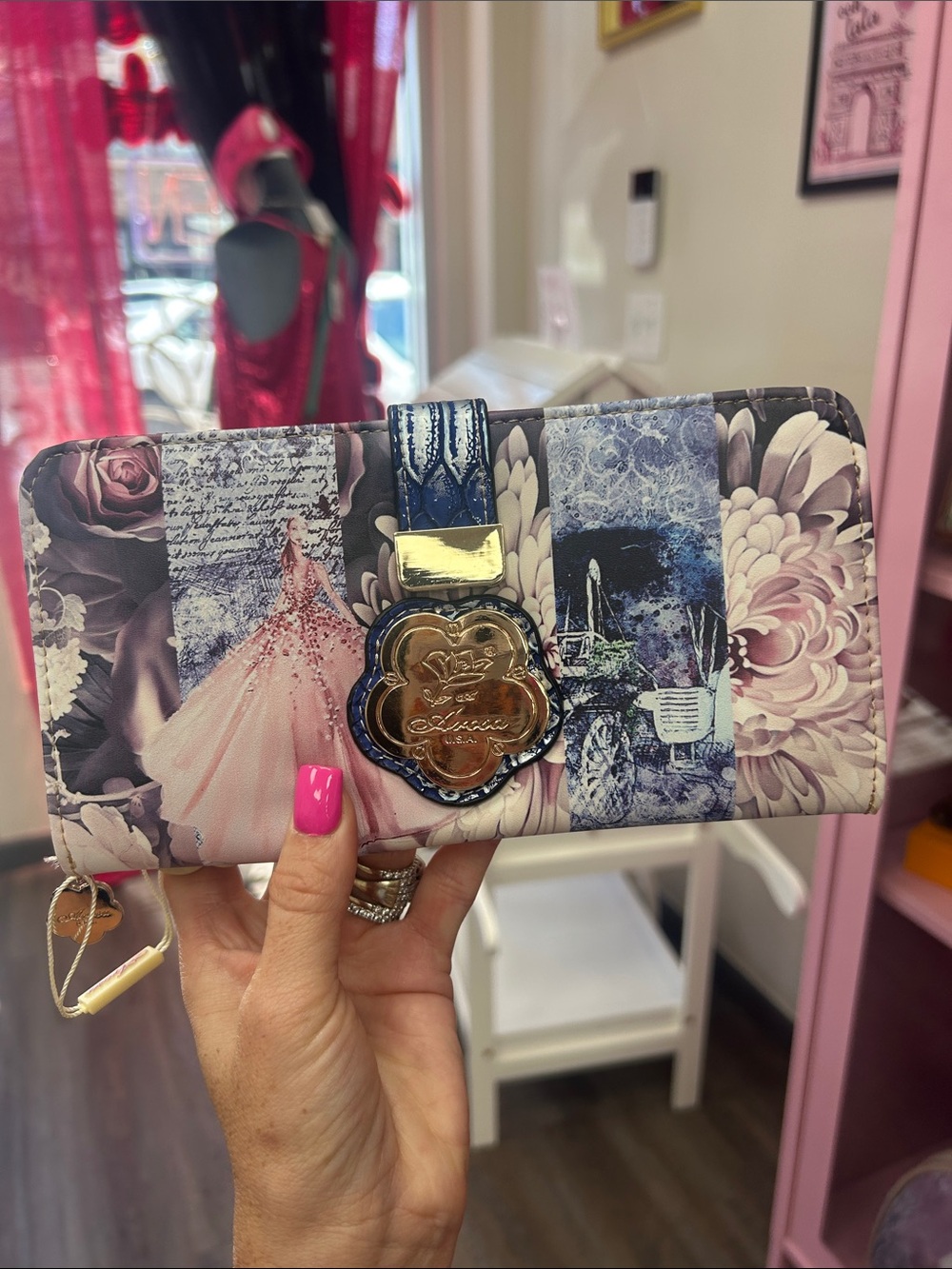Floral Patchwork Zip Wallet – Pink